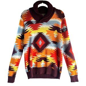 Sun Stone Mens Sweater Small Ranger Aztec Western Turtle Neck Knit Tribal Boho